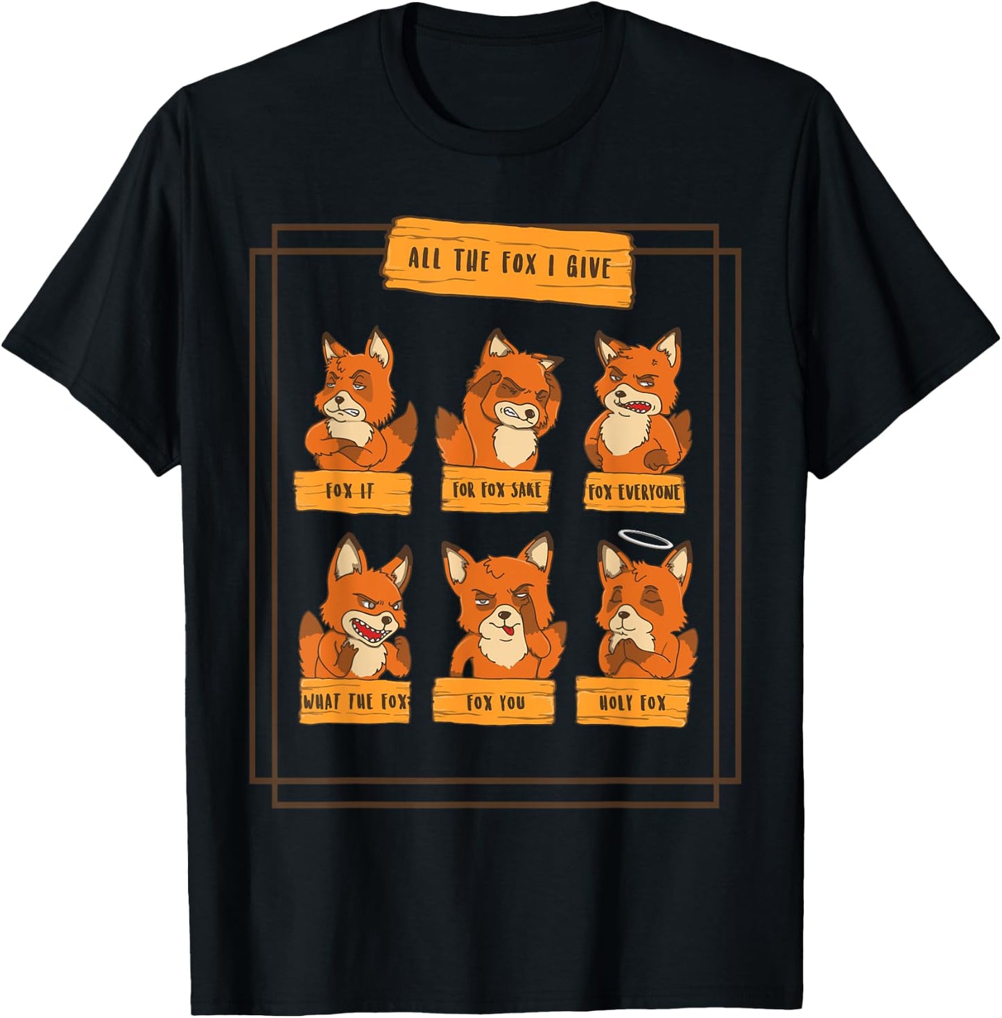 Look At All The Fox I Give Funny Red Foxes No Fox Given T-Shirt - T-Shirt | Black