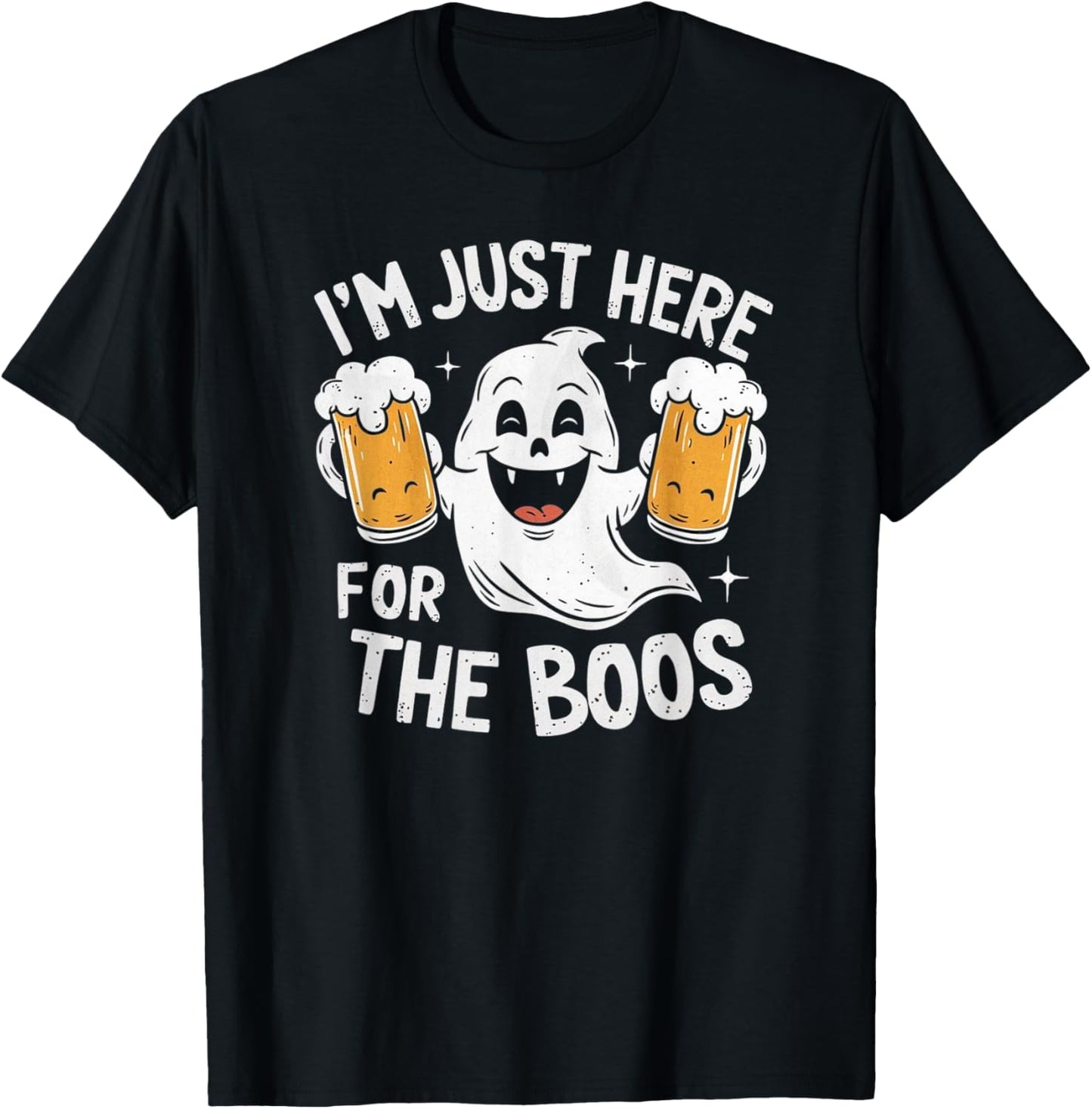 I'm Just Here For The Boos Funny Halloween Ghost T-Shirt - T-Shirt | Black