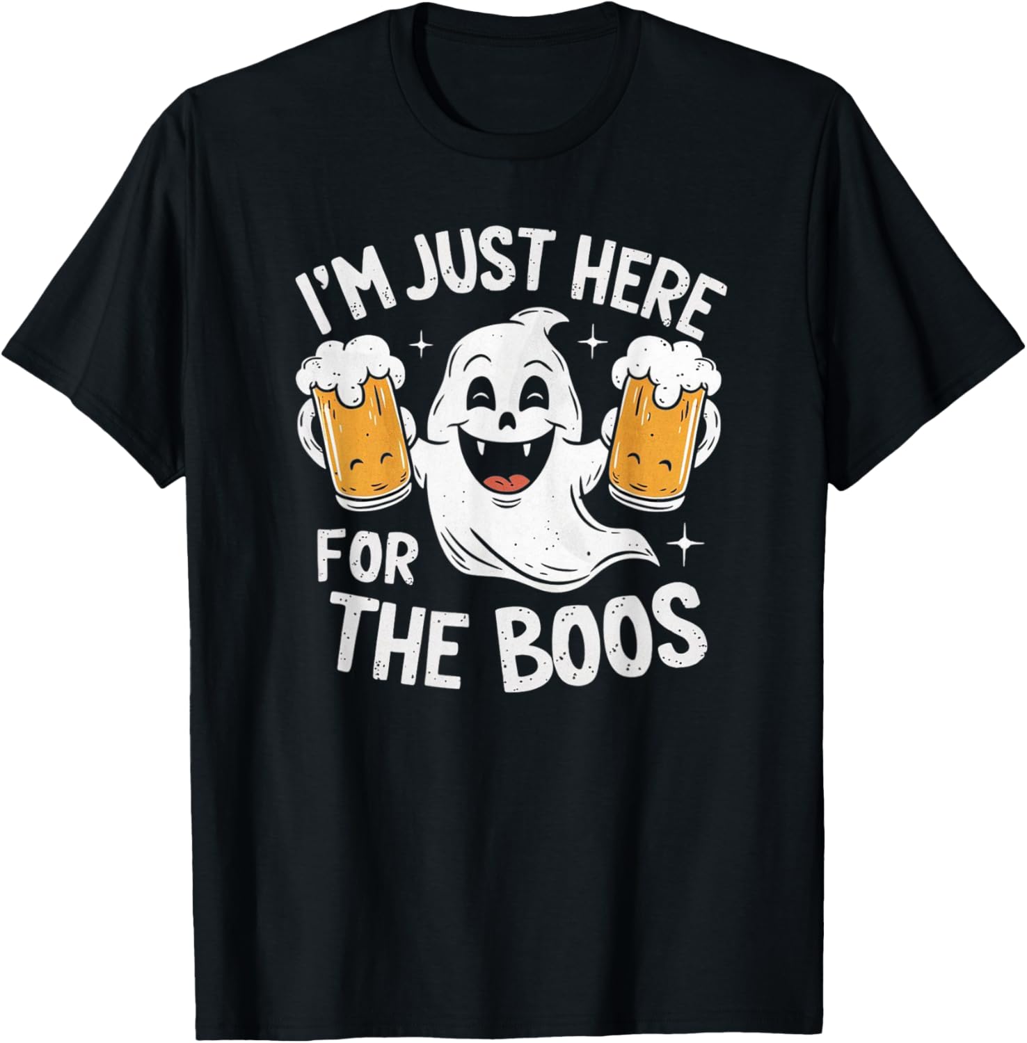 I'm Just Here For The Boos Funny Halloween Ghost T-Shirt - T-Shirt | Black