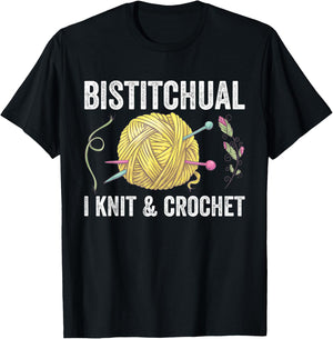 Bistitchual I Knit & Crochet Gift Funny T-Shirt - T-Shirt | Black