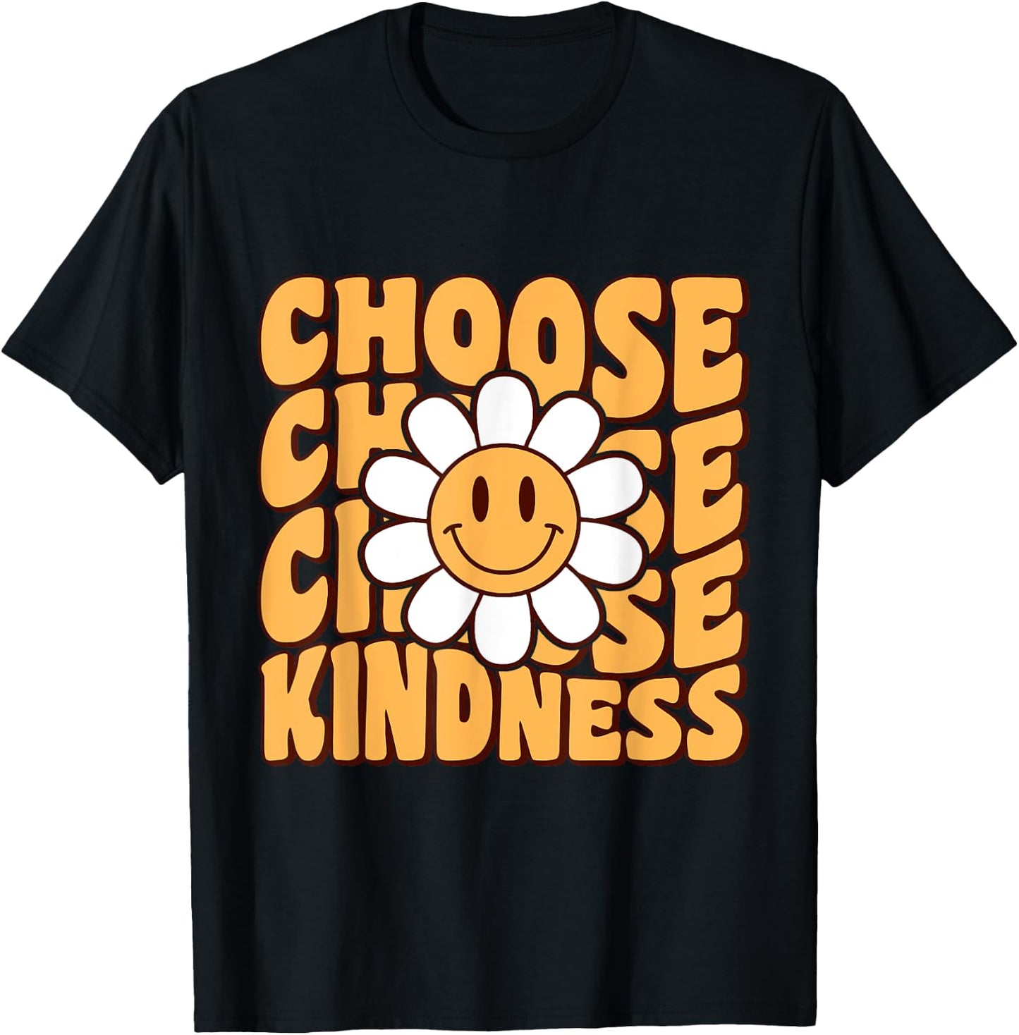 Choose Kindness Retro Groovy Be Kind Women Men Inspirational T-Shirt - T-Shirt | Black