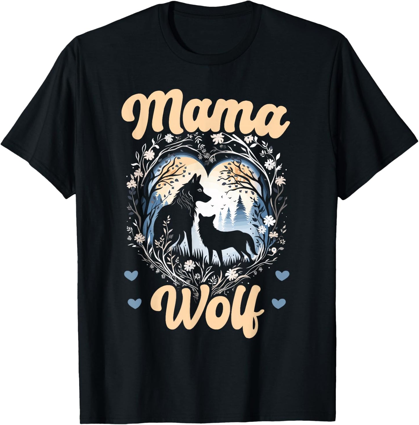Wolf Lover Mothers Day SteMi Apparel Wolf Pack Wolfgang Wildlife Animal Mama Wolf T-Shirt - T-Shirt | Black