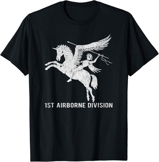 1st Airborne Division British WW2 Infantry Pegasus Insignia T-Shirt - T-Shirt | Black
