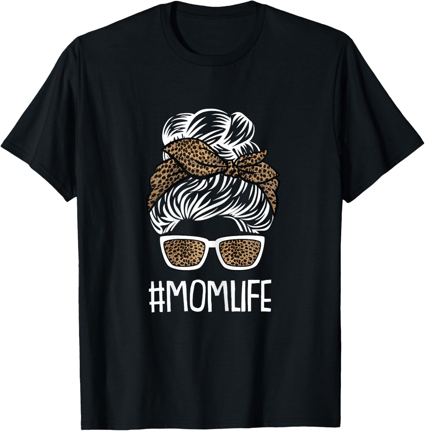 Mom-Life Mothers-Day Leopard Print Mama Mommy Momma T-Shirt - T-Shirt | Black