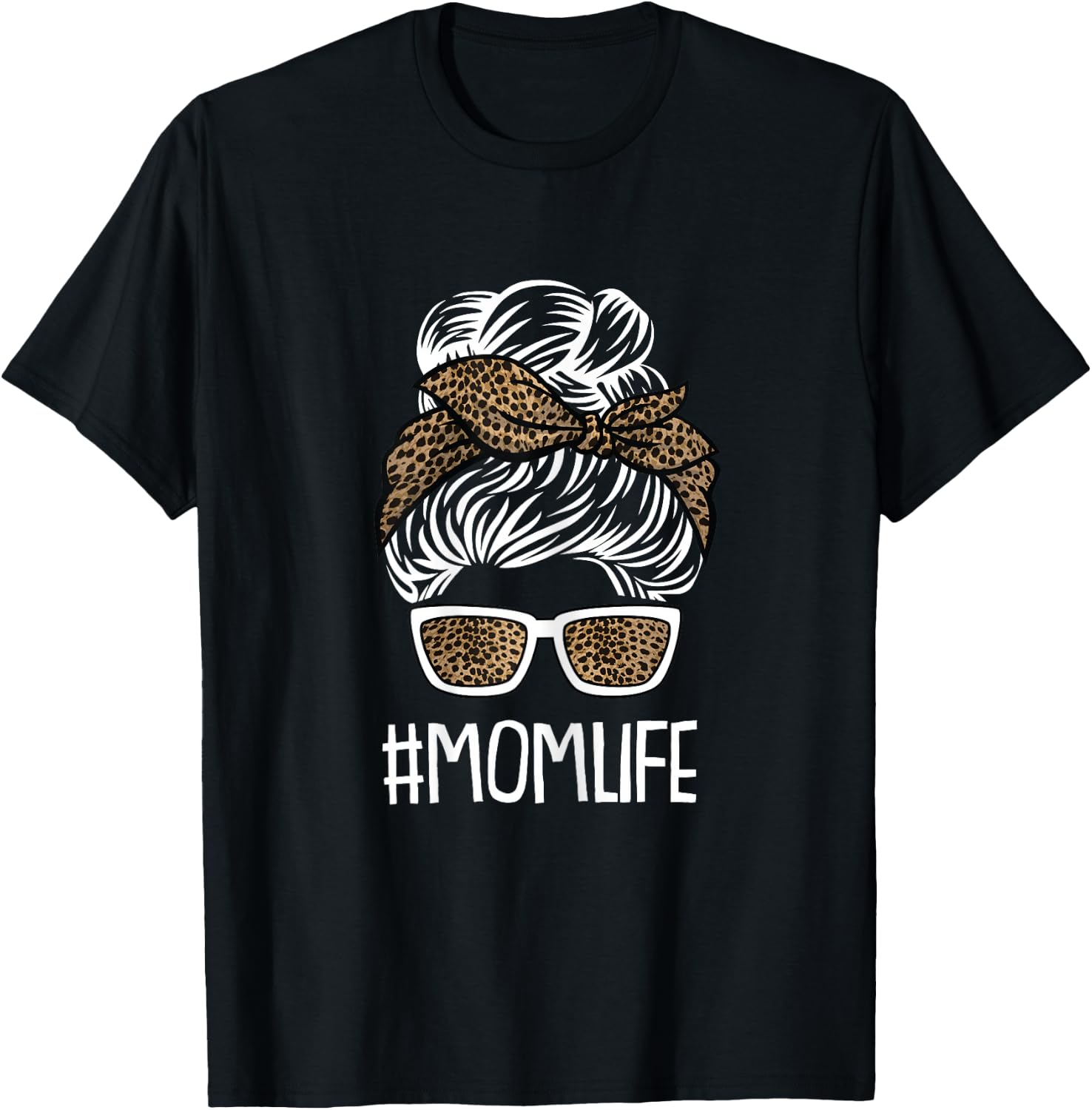 Mom-Life Mothers-Day Leopard Print Mama Mommy Momma T-Shirt - T-Shirt | Black