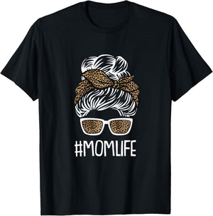 Mom-Life Mothers-Day Leopard Print Mama Mommy Momma T-Shirt - T-Shirt | Black