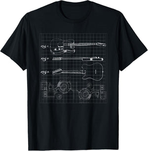 Guitar Patent Print 1955 I Vintage Patent Print Art Guitar T-Shirt - T-Shirt | Black