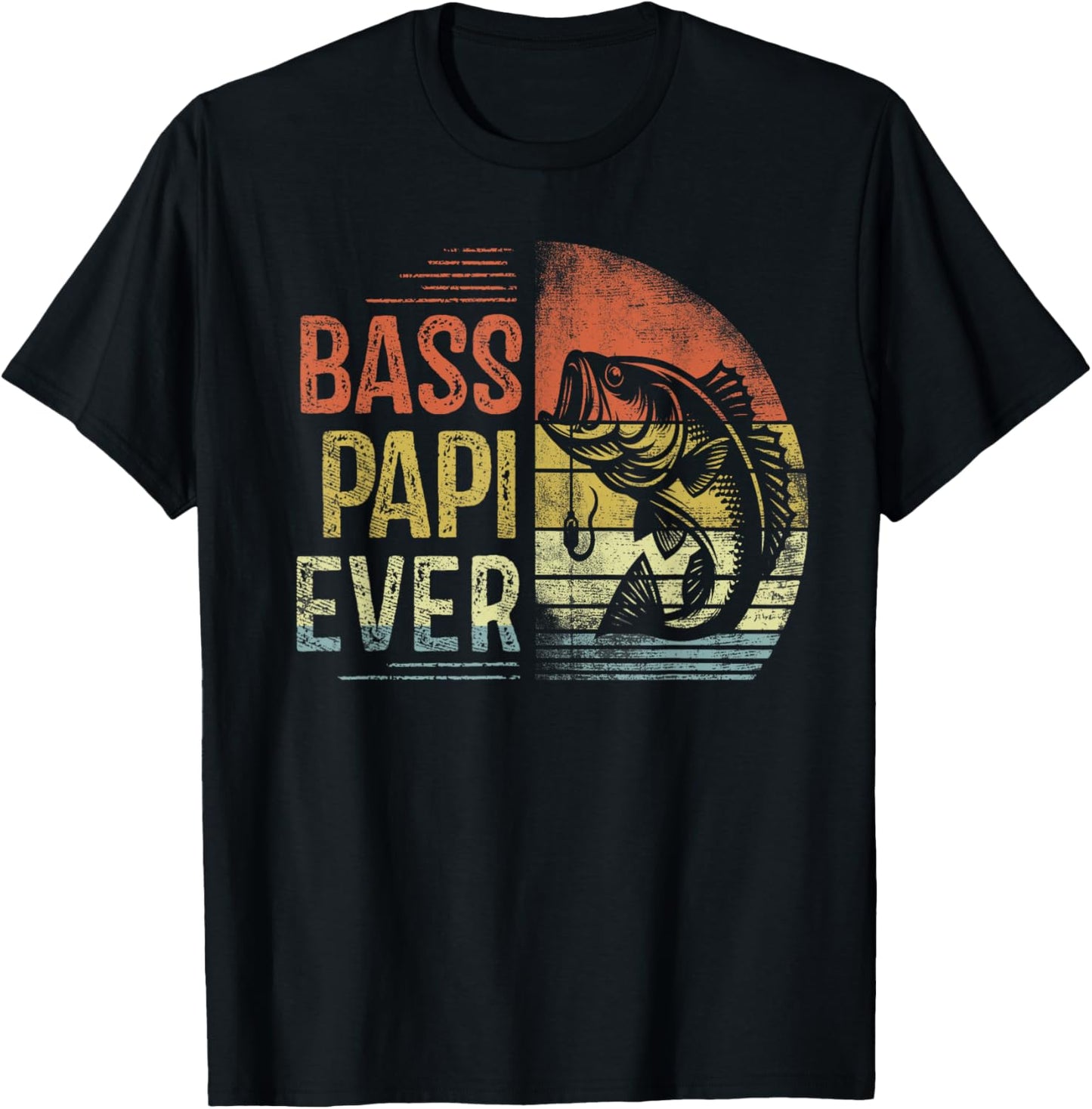 Bass Papi Ever Fishing Gifts Papi Birthday Vintage T-Shirt - T-Shirt | Black