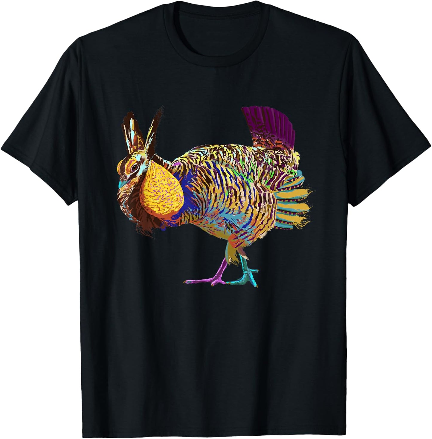 Colorful Prairie Chicken T-Shirt - T-Shirt | Black