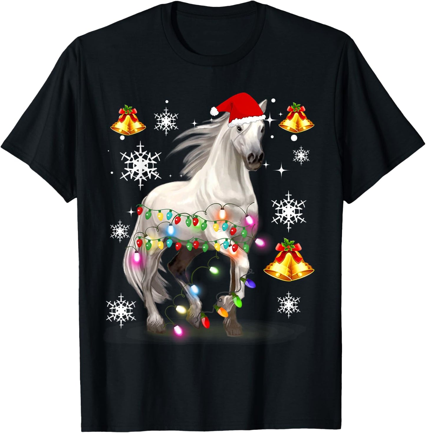 Christmas Lights Horse T-Shirt - T-Shirt | Black