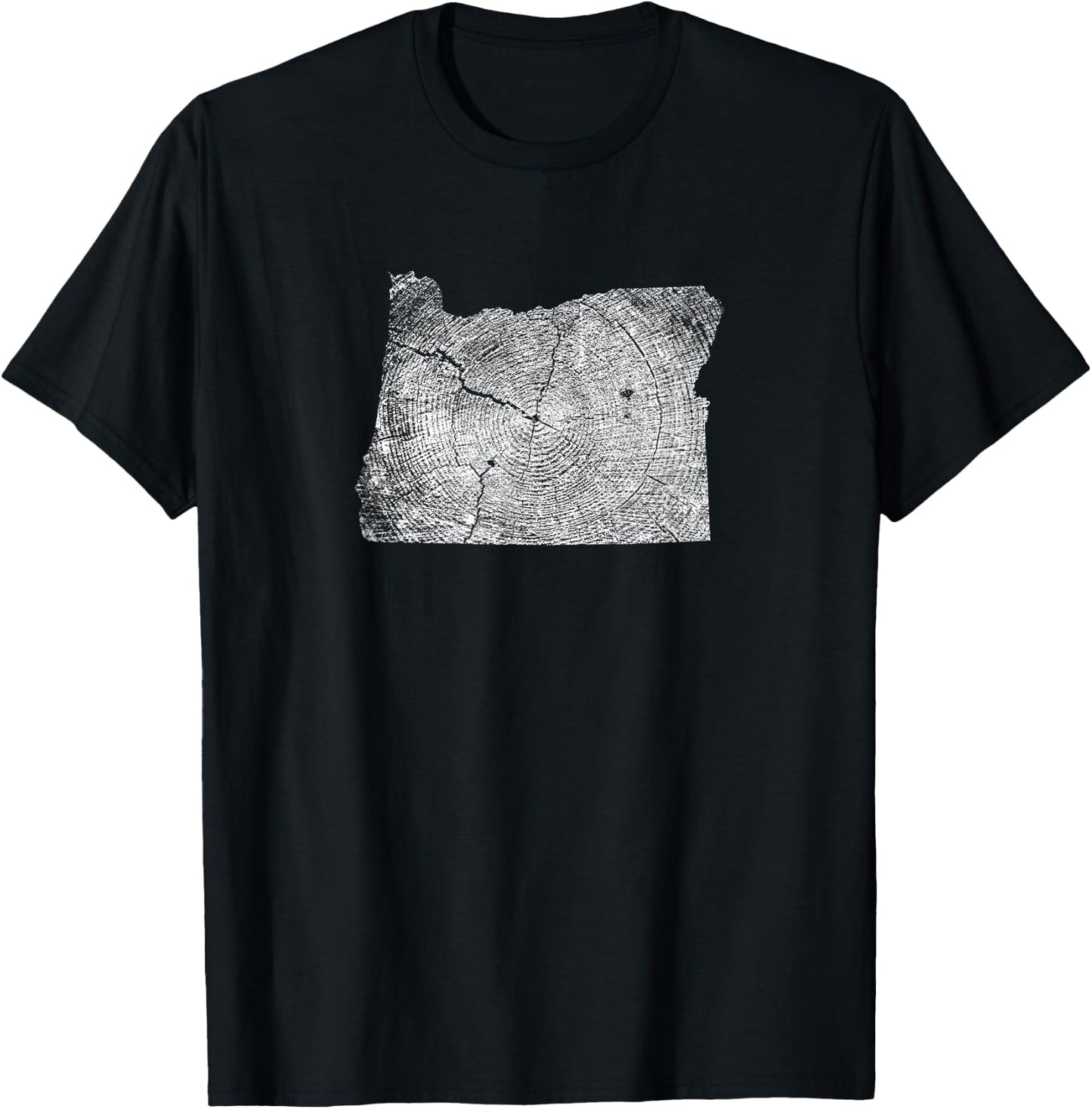 Oregon State Tree Growth Rings Map T-Shirt - T-Shirt | Black