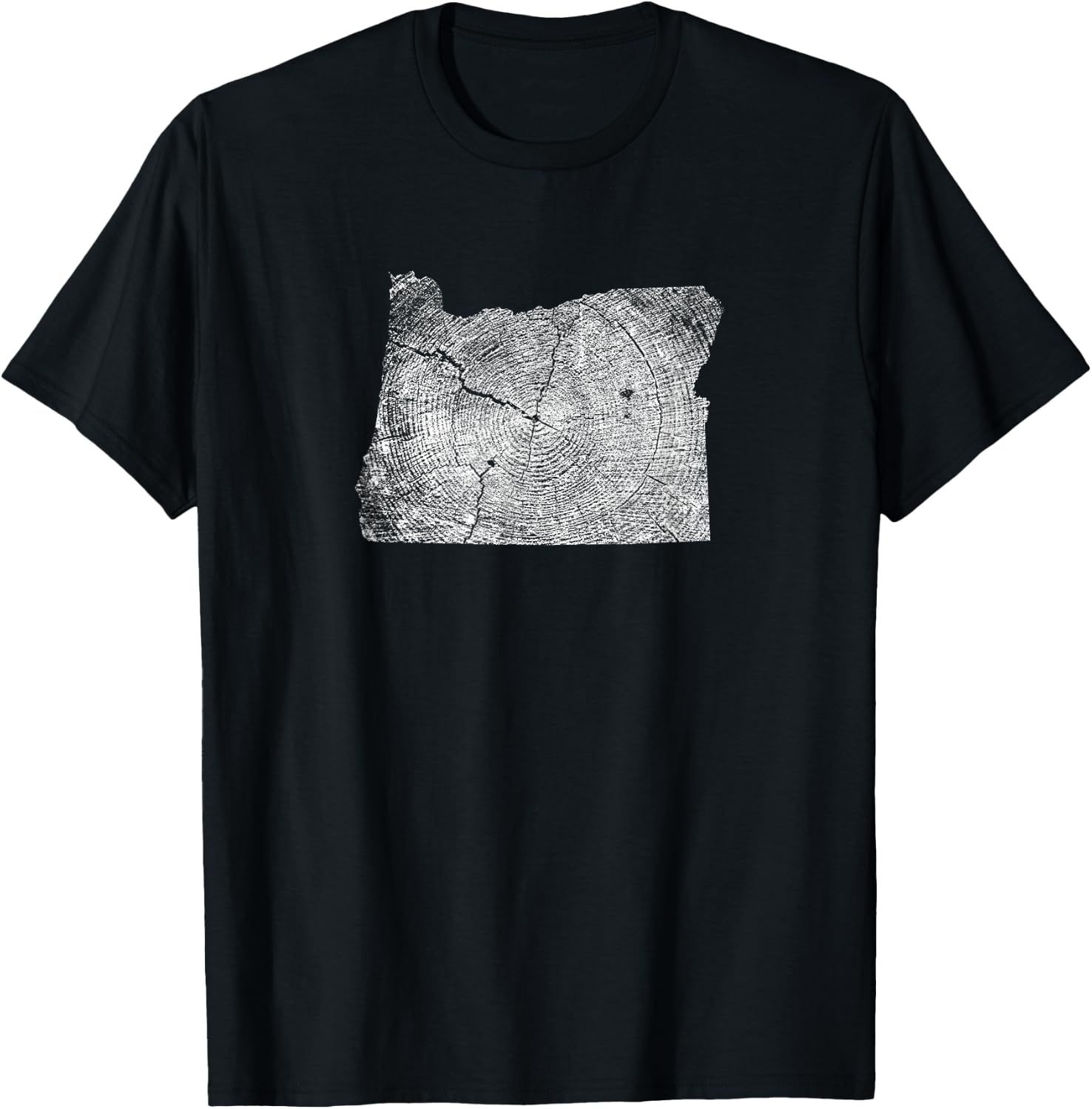 Oregon State Tree Growth Rings Map T-Shirt - T-Shirt | Black
