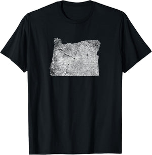Oregon State Tree Growth Rings Map T-Shirt - T-Shirt | Black