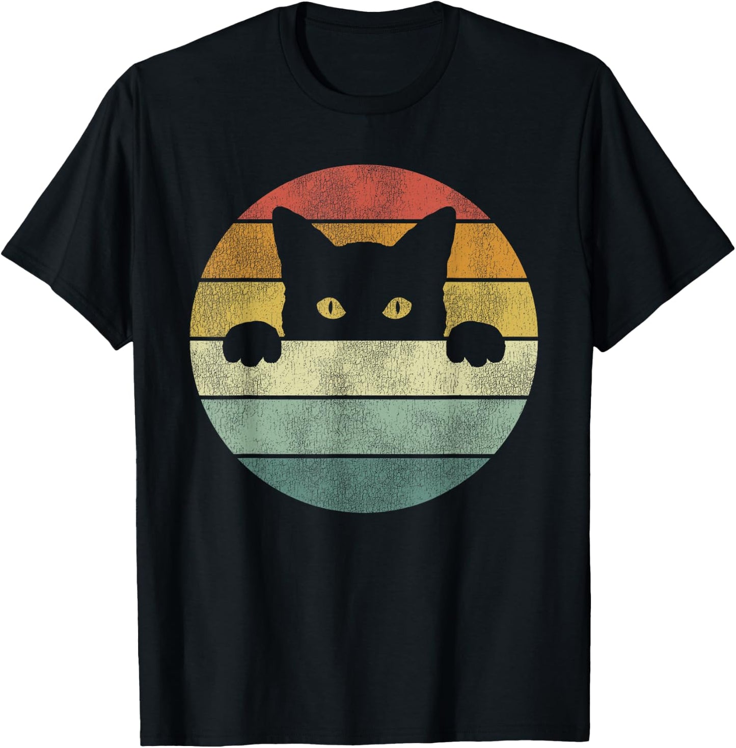 Retro Cat Shirt Vintage Funny Cat T-Shirt - T-Shirt | Black