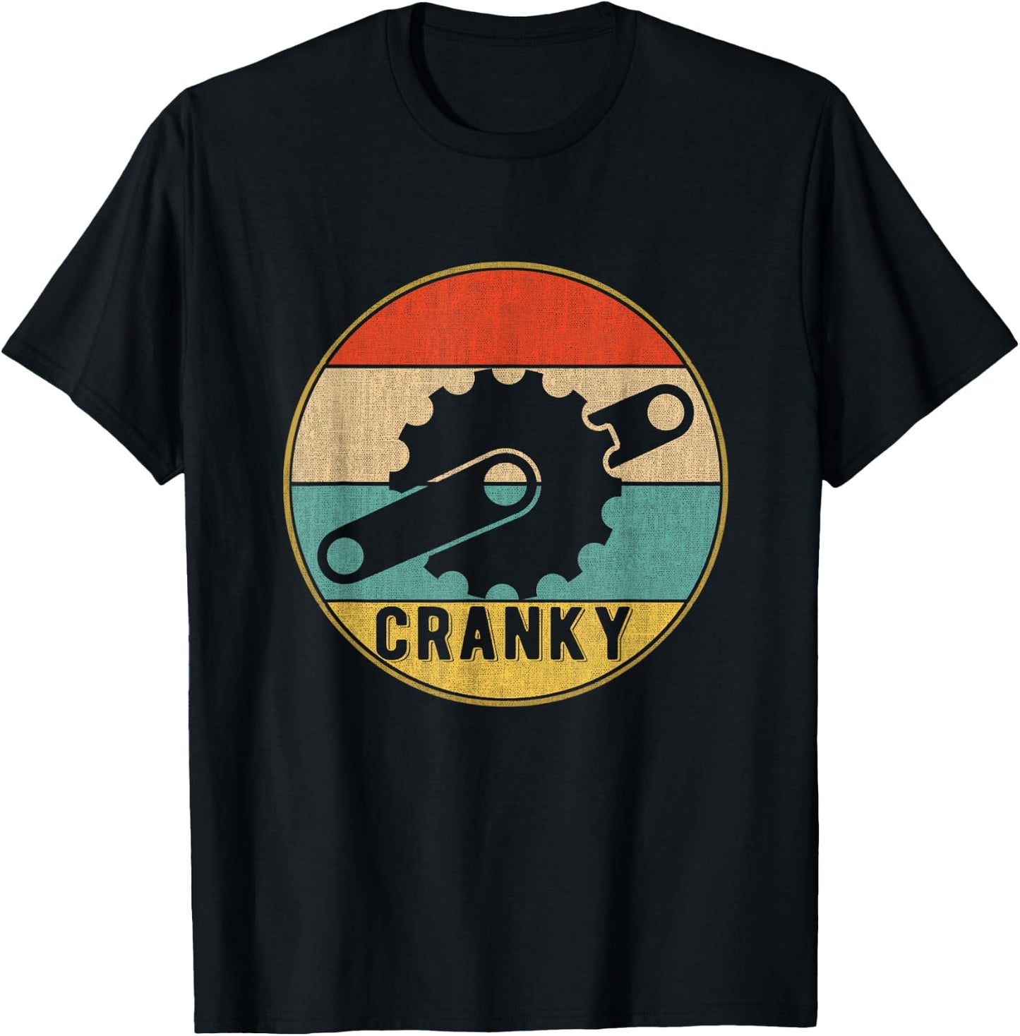 Fahrrad Cranky Vintage-Design Bicycle Retro Cycling - -Adults - Black - Small - Short Sleeve - - Classic Fit - Cotton, Polyester Blend T-Shirt - T-Shirt | Black