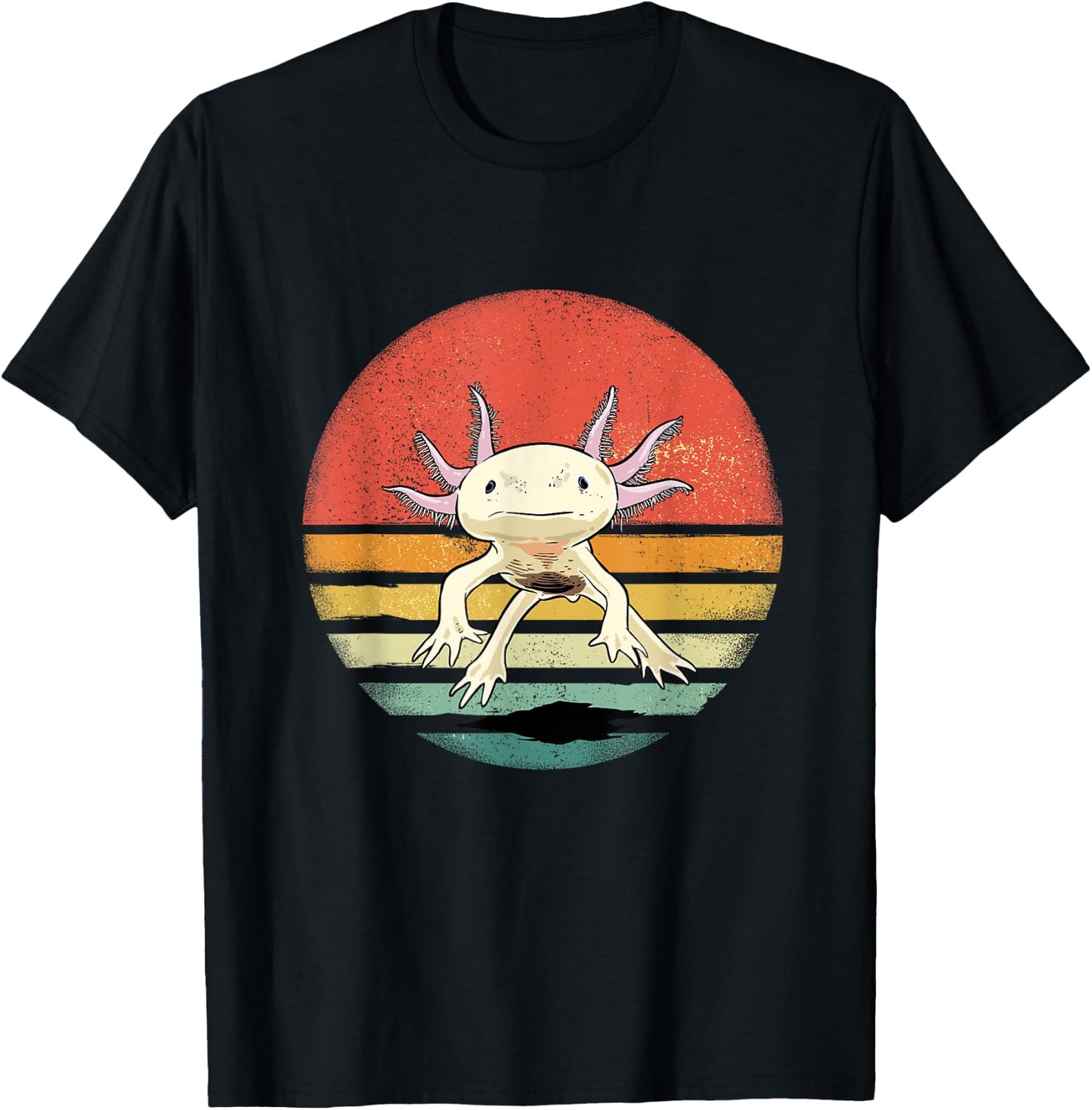 Wowsome! Adult Axolotl Retro Vintage - Black - Small T-Shirt - T-Shirt | Black