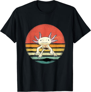 Wowsome! Adult Axolotl Retro Vintage - Black - Small T-Shirt - T-Shirt | Black