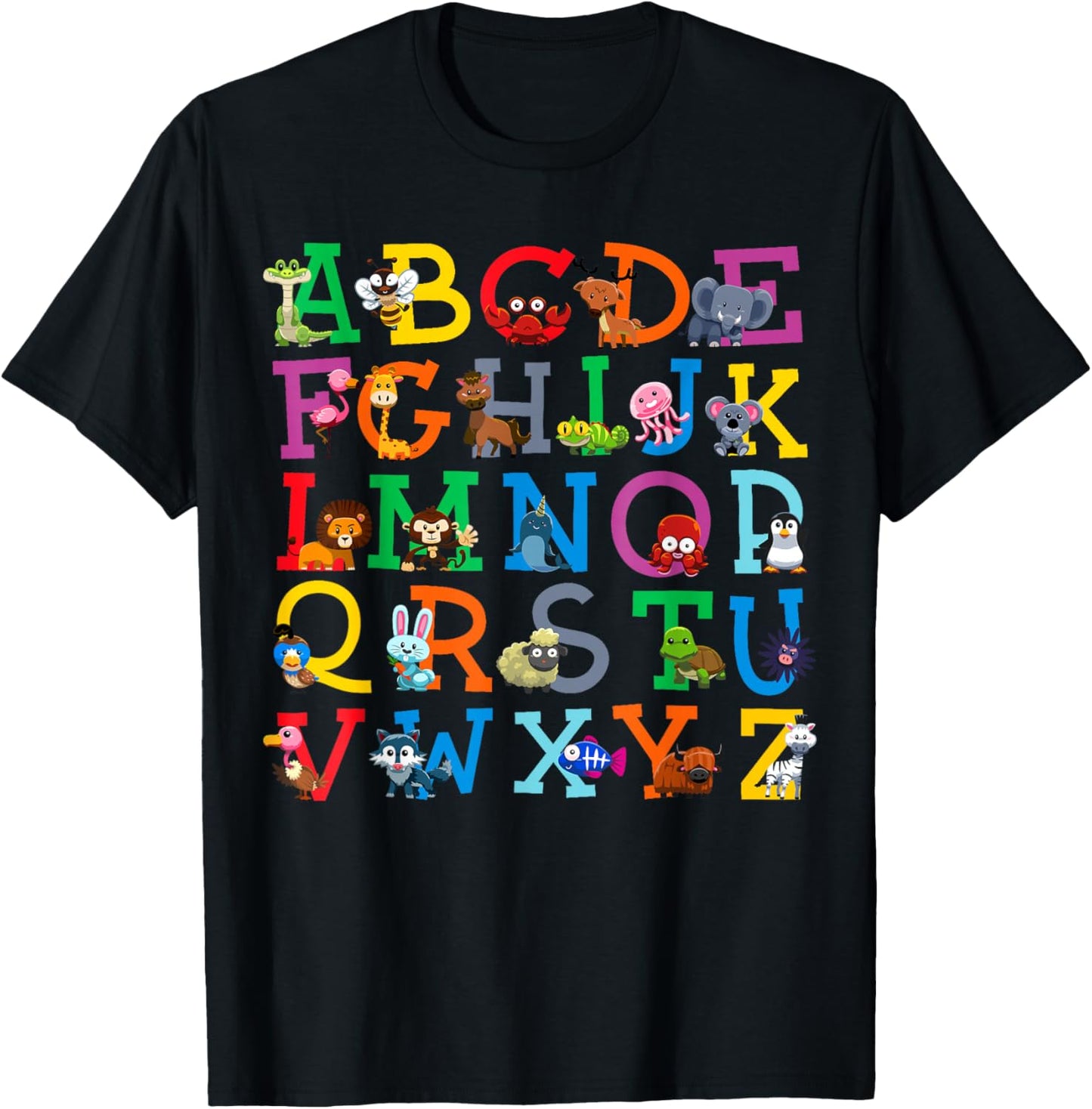 Zoo Animal Alphabet ABCs Animals Learning A-Z ABC Letters T-Shirt - T-Shirt | Black
