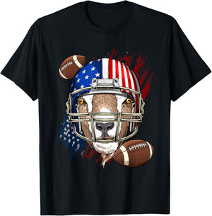Goat American Football Goat Lovers USA Flag T-Shirt - T-Shirt | Black