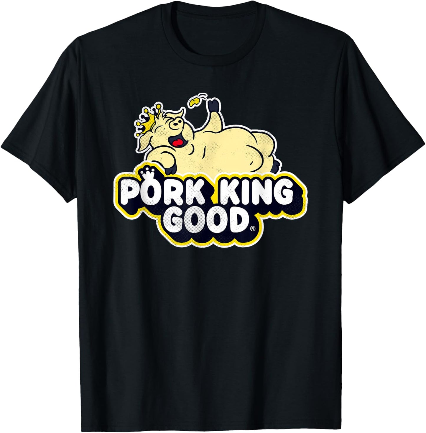 Pork King Good 70's Throwback Pig Logo T-Shirt - T-Shirt | Black