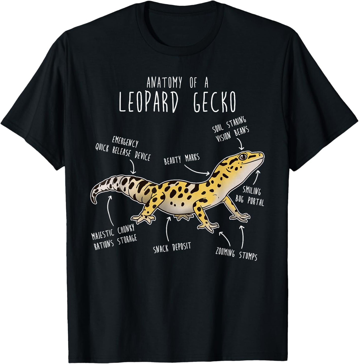 Anatomy of a Leopard Gecko, Funny Pet Reptile Lizard Lover T-Shirt - T-Shirt | Black