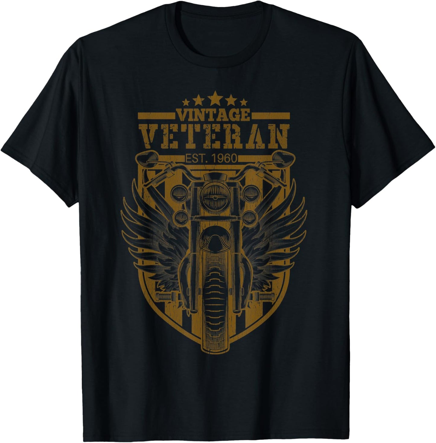 Vintage Veteran 1960 Motorcycle Biker T-Shirt - T-Shirt | Black