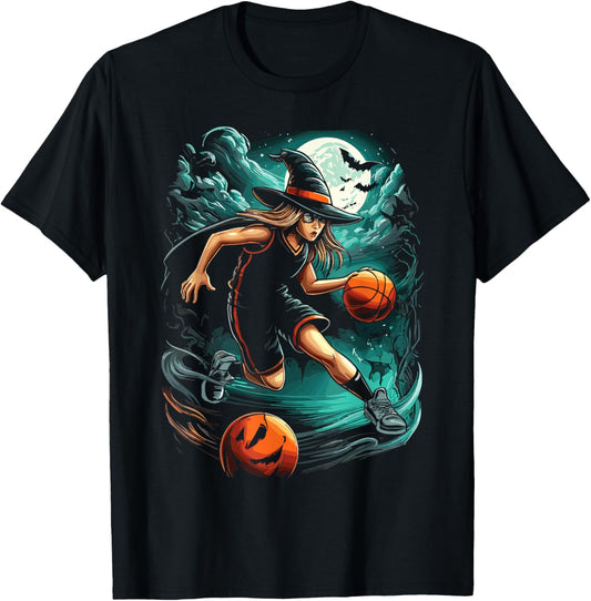 Ball Game Basketball Halloween Witch T-Shirt - T-Shirt | Black