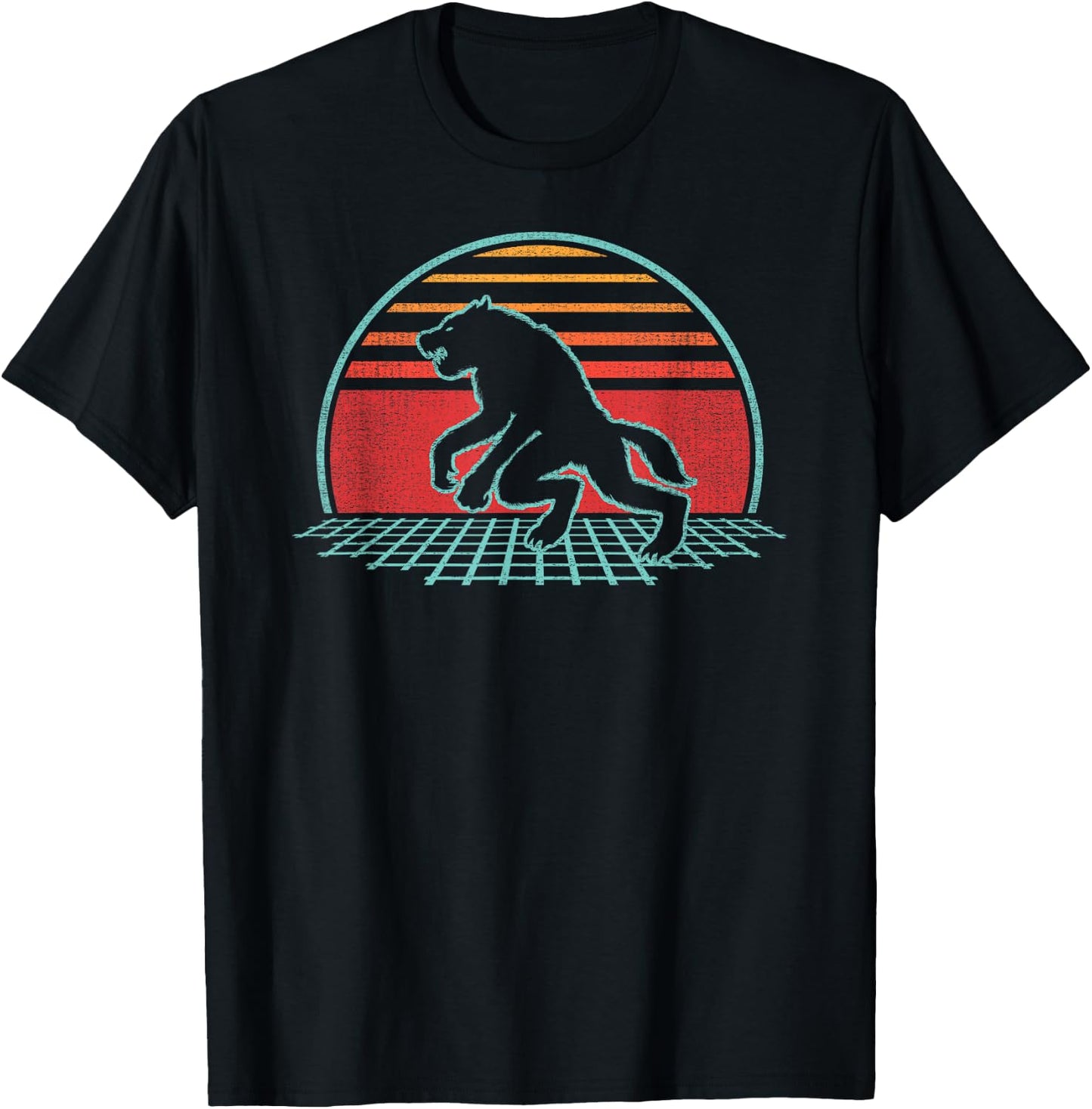 Werewolf Retro Vintage 80s Style Gift T-Shirt - T-Shirt | Black