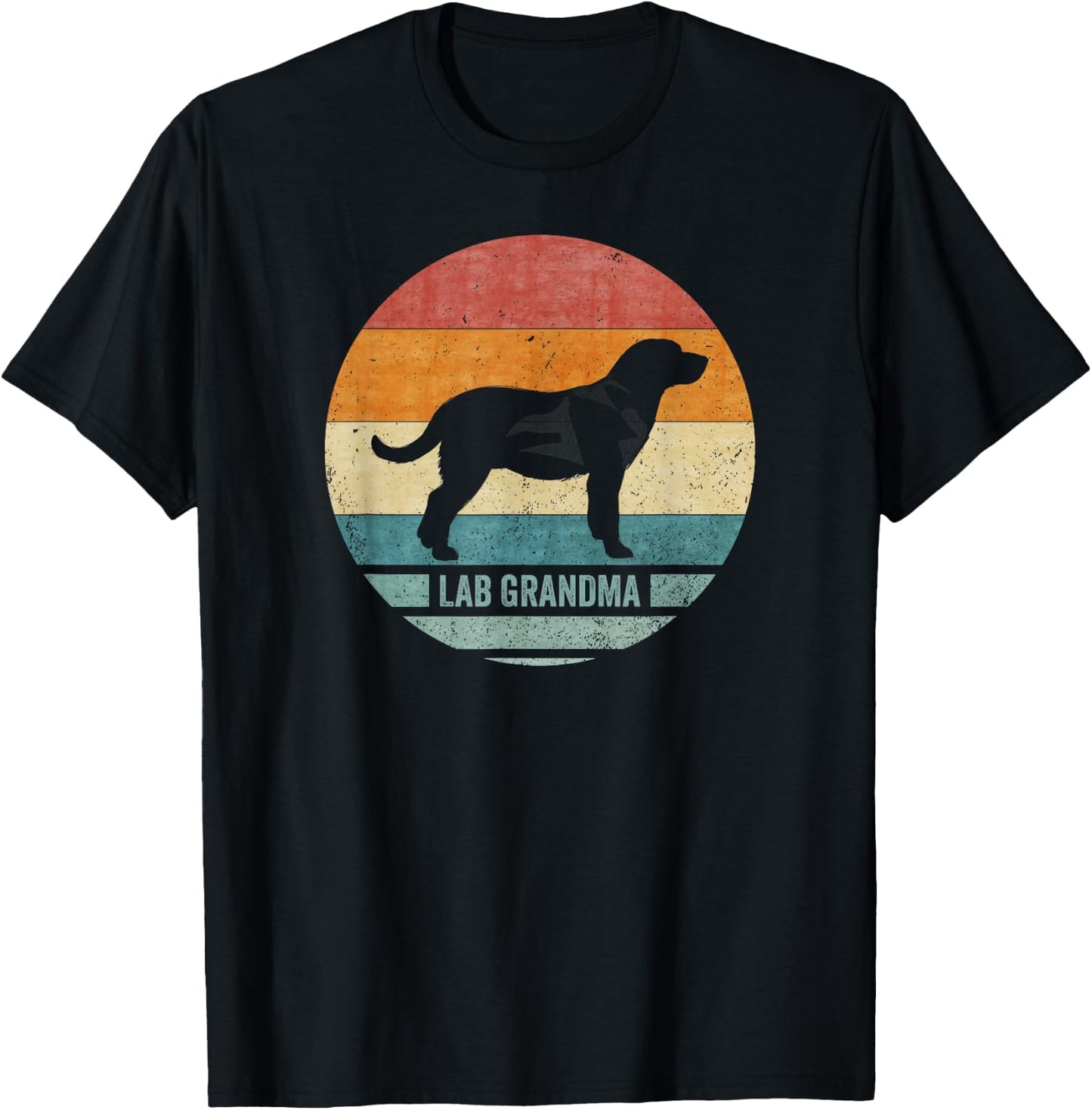 Vintage Labrador Retriever Grandma Lab Silhouette Sunset T-Shirt - T-Shirt | Black