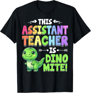 Teacher Assistant Is Dino Mite Dinosaur T-Rex Teacher Aide Women T-Shirt - T-Shirt | Black