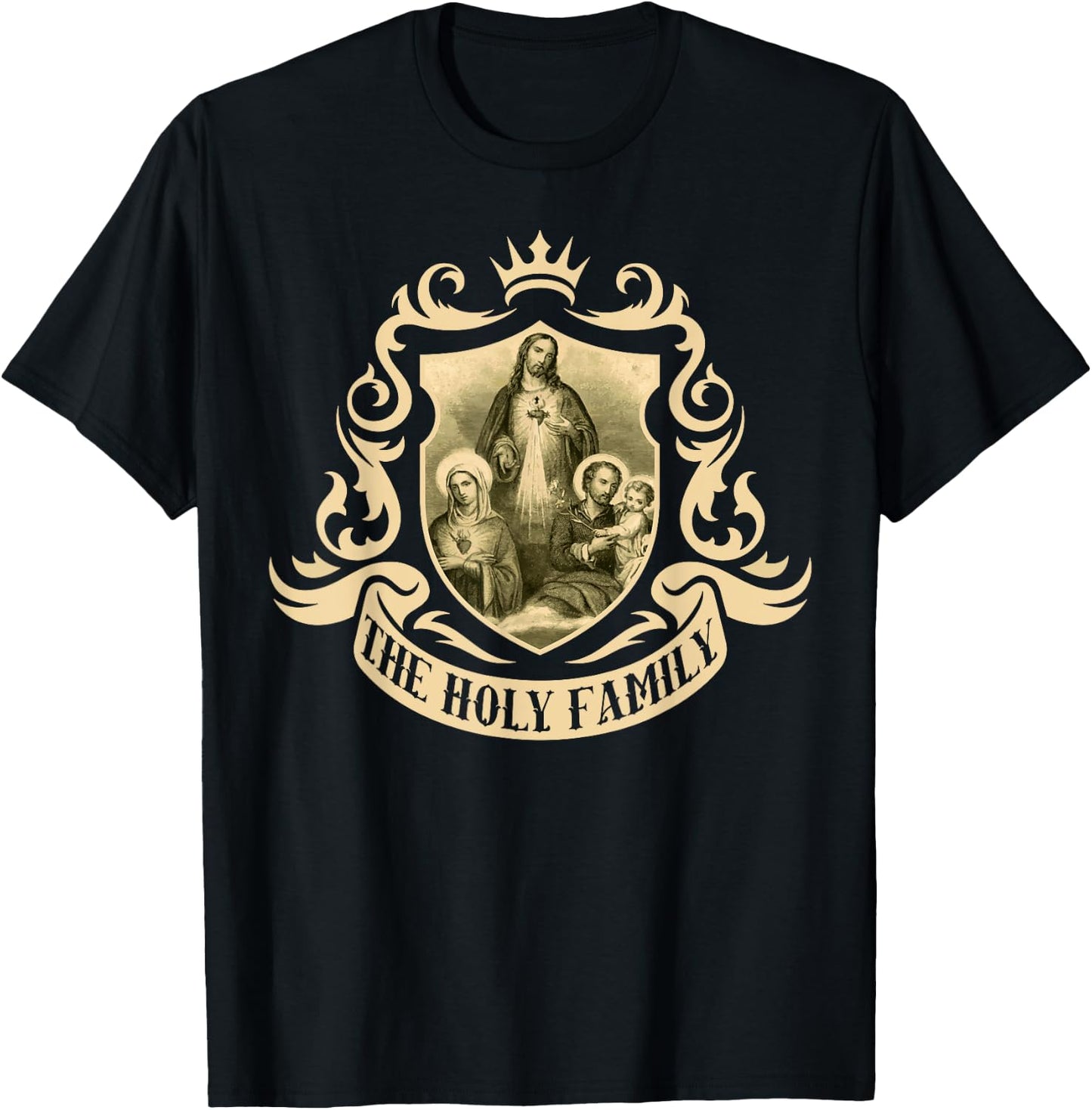 Holy Image Catholic Family Sagrada Familia Joseph Mary Jesus T-Shirt - T-Shirt | Black