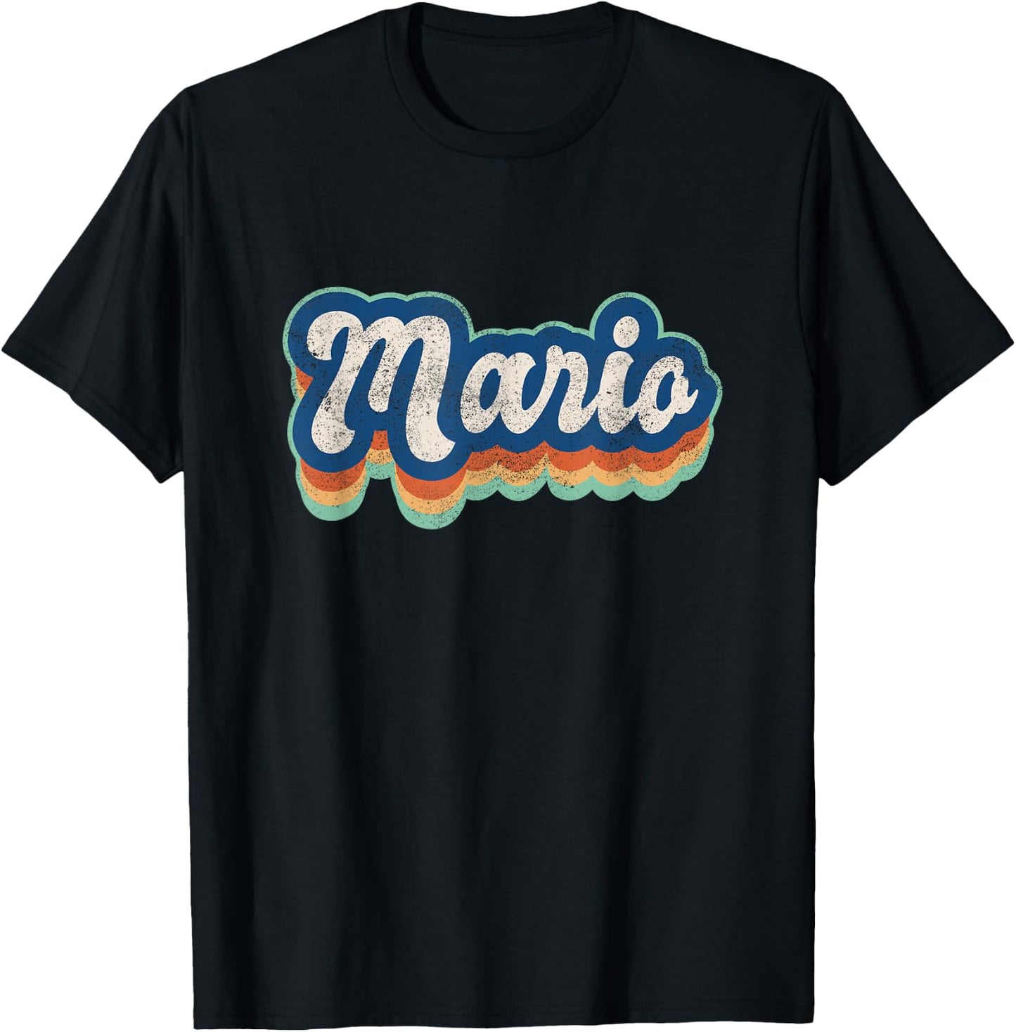 Mario First Name Boy Vintage Style 70s 80s Personalized T-Shirt - T-Shirt | Black