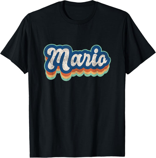 Mario First Name Boy Vintage Style 70s 80s Personalized T-Shirt - T-Shirt | Black