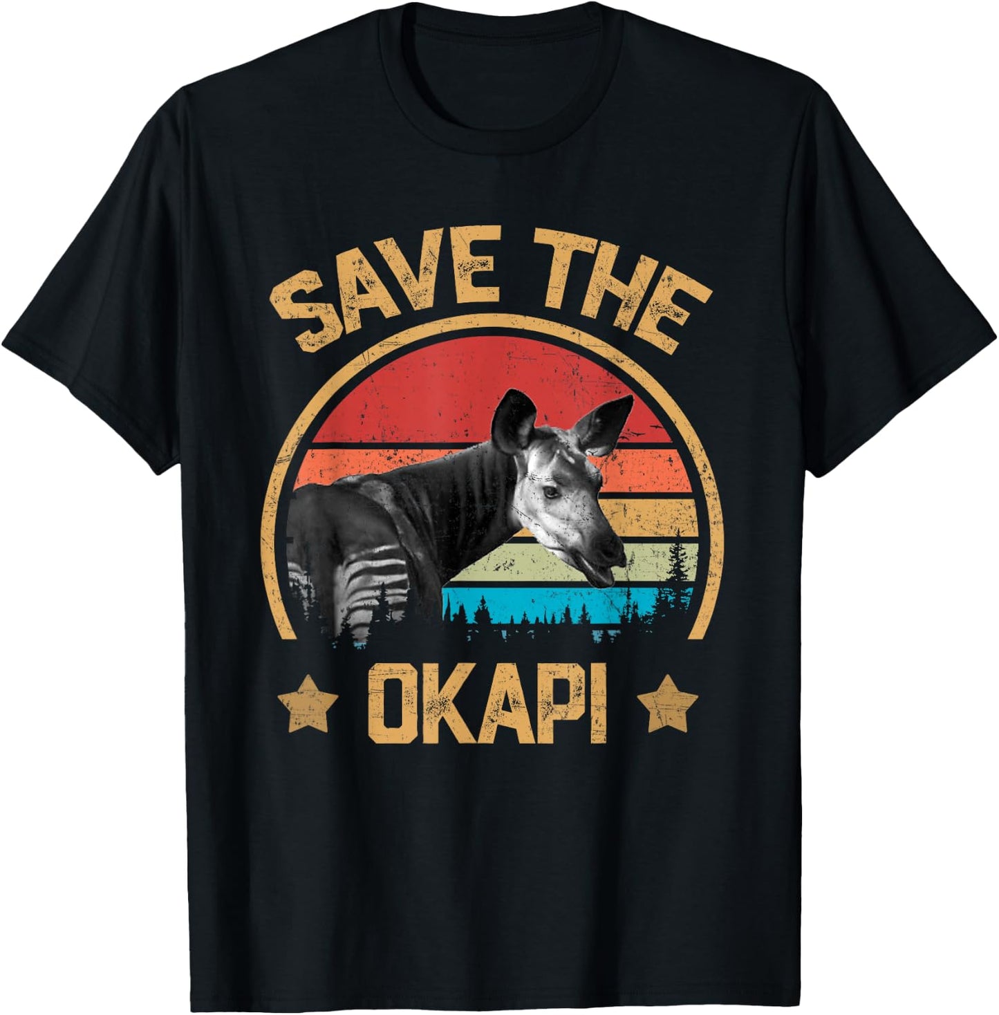 Vintage Save The Okapi T-Shirt - T-Shirt | Black