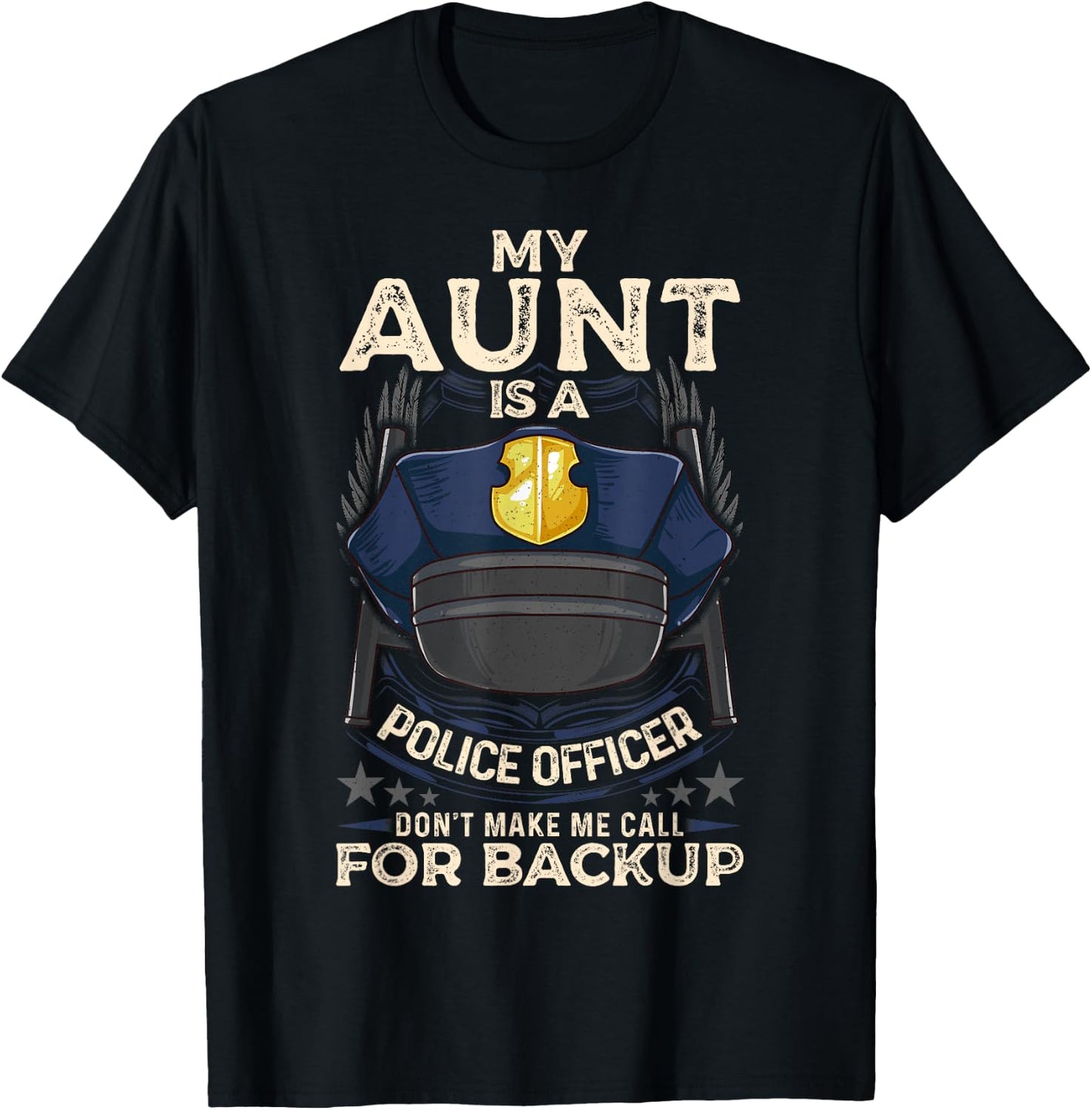 My Aunt Is A Police Officer Proud Cop Aunty Matching Family T-Shirt - T-Shirt | Black