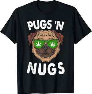 Pugs N Nugs Cute Pug Dog Lover Cannabis Marijuana Gift Women T-Shirt - T-Shirt | Black