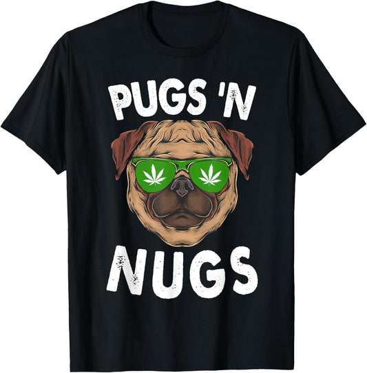 Pugs N Nugs Cute Pug Dog Lover Cannabis Marijuana Gift Women T-Shirt - T-Shirt | Black