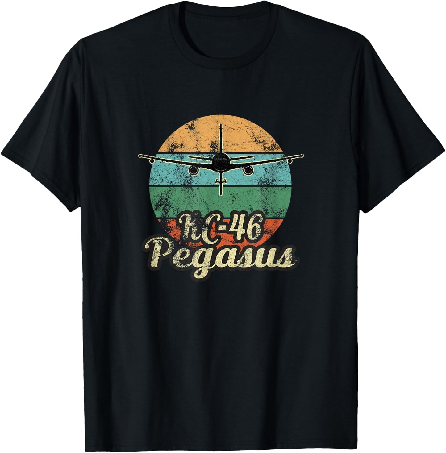 KC-46 Pegasus Vintage Sunset Air Refueling Airplane T-Shirt - T-Shirt | Black