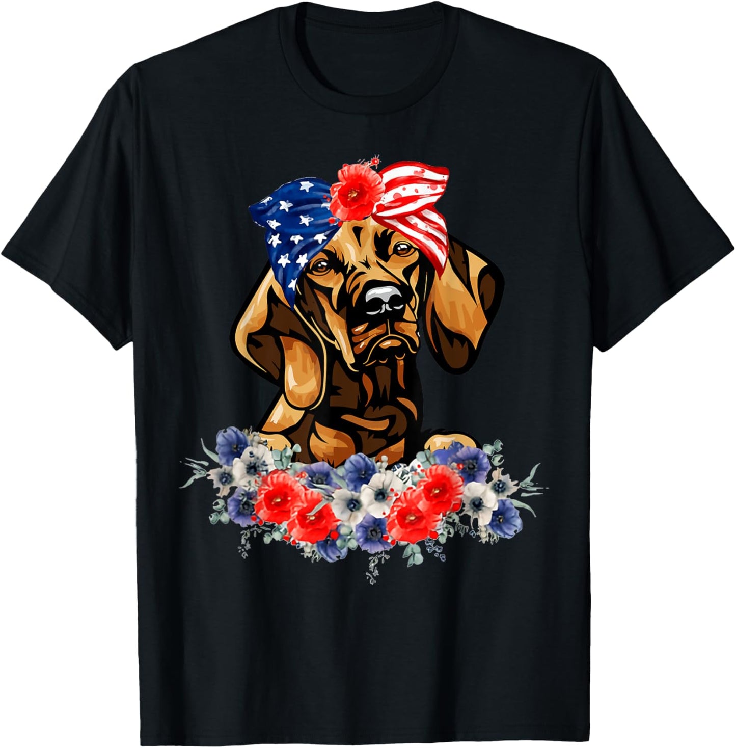Vizsla Dog American Flag Patriotic 4th Of July T-Shirt - T-Shirt | Black