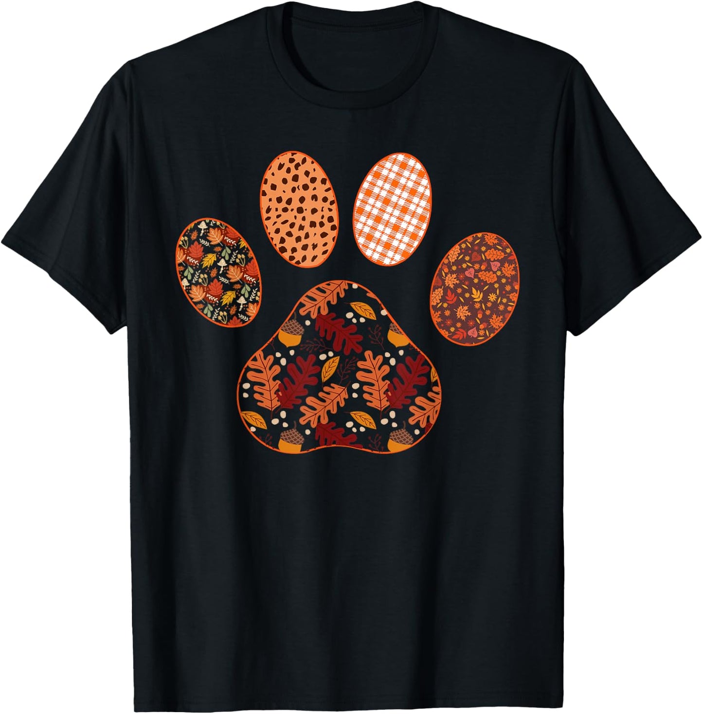 Paw Print Thanksgiving Dog Candy Fall Ghost Women Girls Kids T-Shirt - T-Shirt | Black