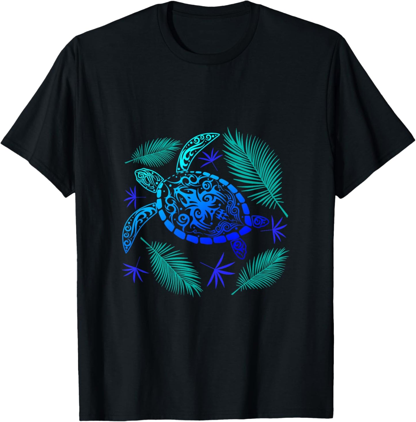 Turtle Palm Tree Vacation Summer Tortoise Funny Turtle Men Women Girls Kids T-Shirt - T-Shirt | Black