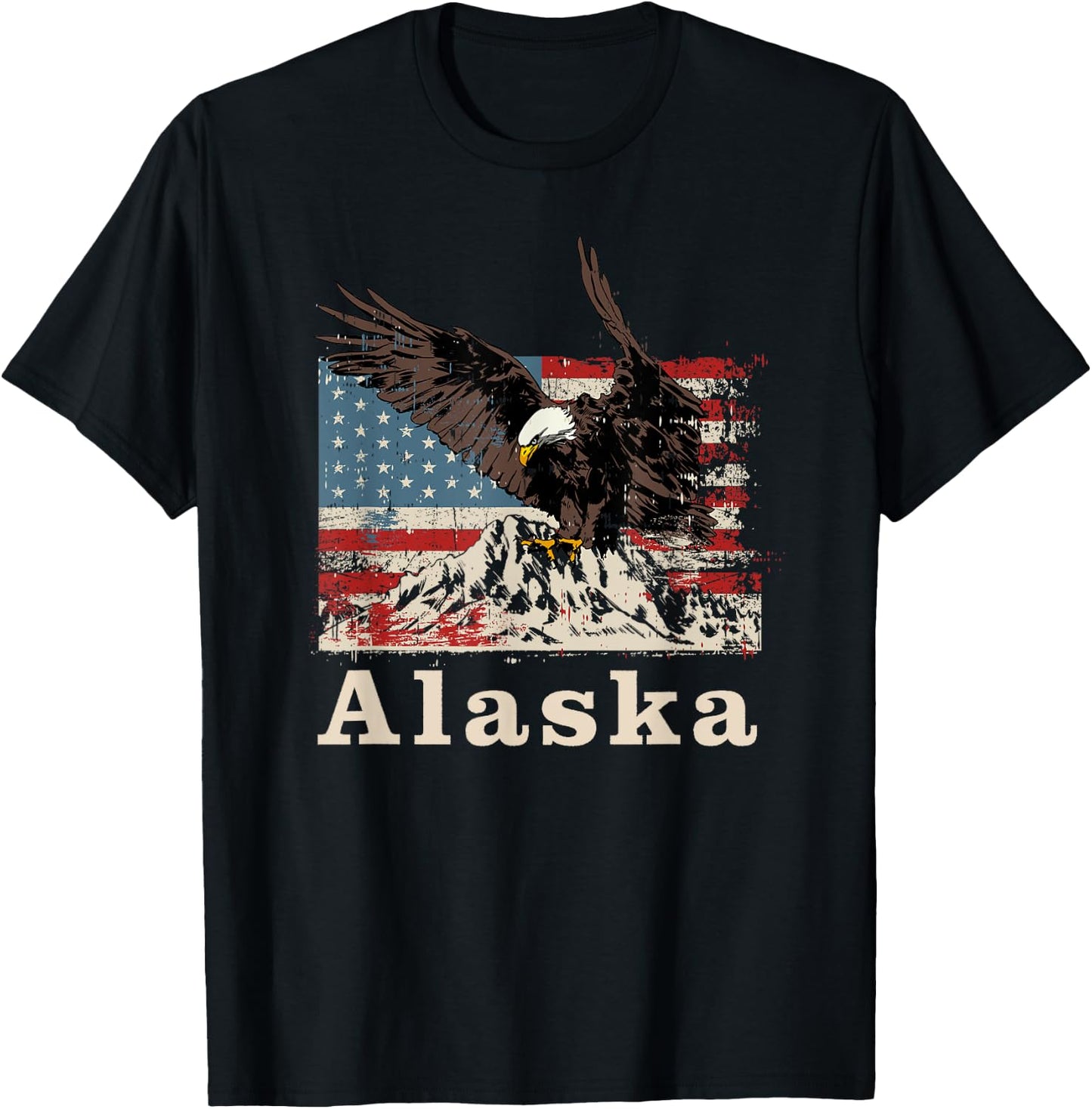 American Bald Eagle Flag Alaska Souvenir T-Shirt - T-Shirt | Black