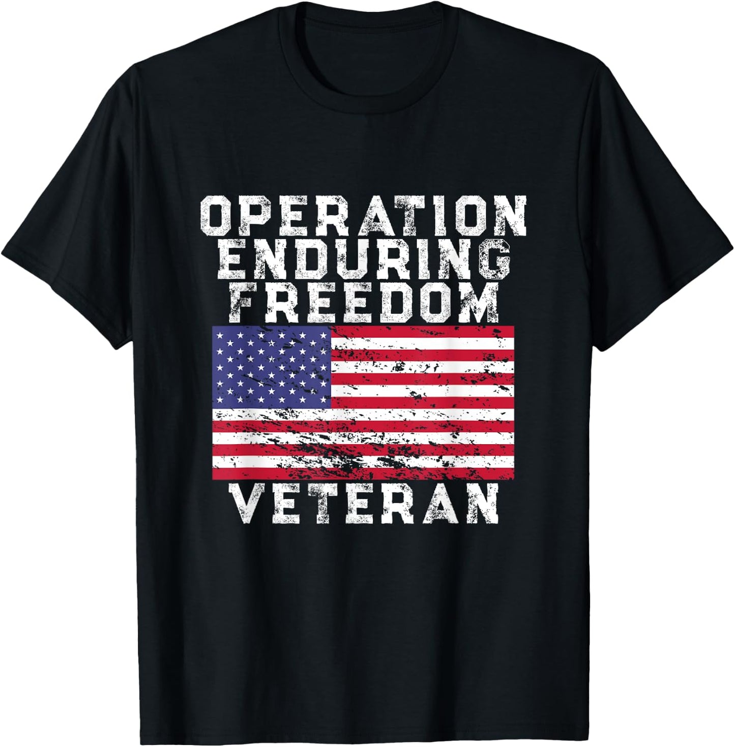 Operation Enduring Freedom Veteran - Vintage US Flag T-Shirt - T-Shirt | Black