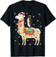 Xmas Lighting Santa Llama Riding Penguin Christmas T-Shirt - T-Shirt | Black