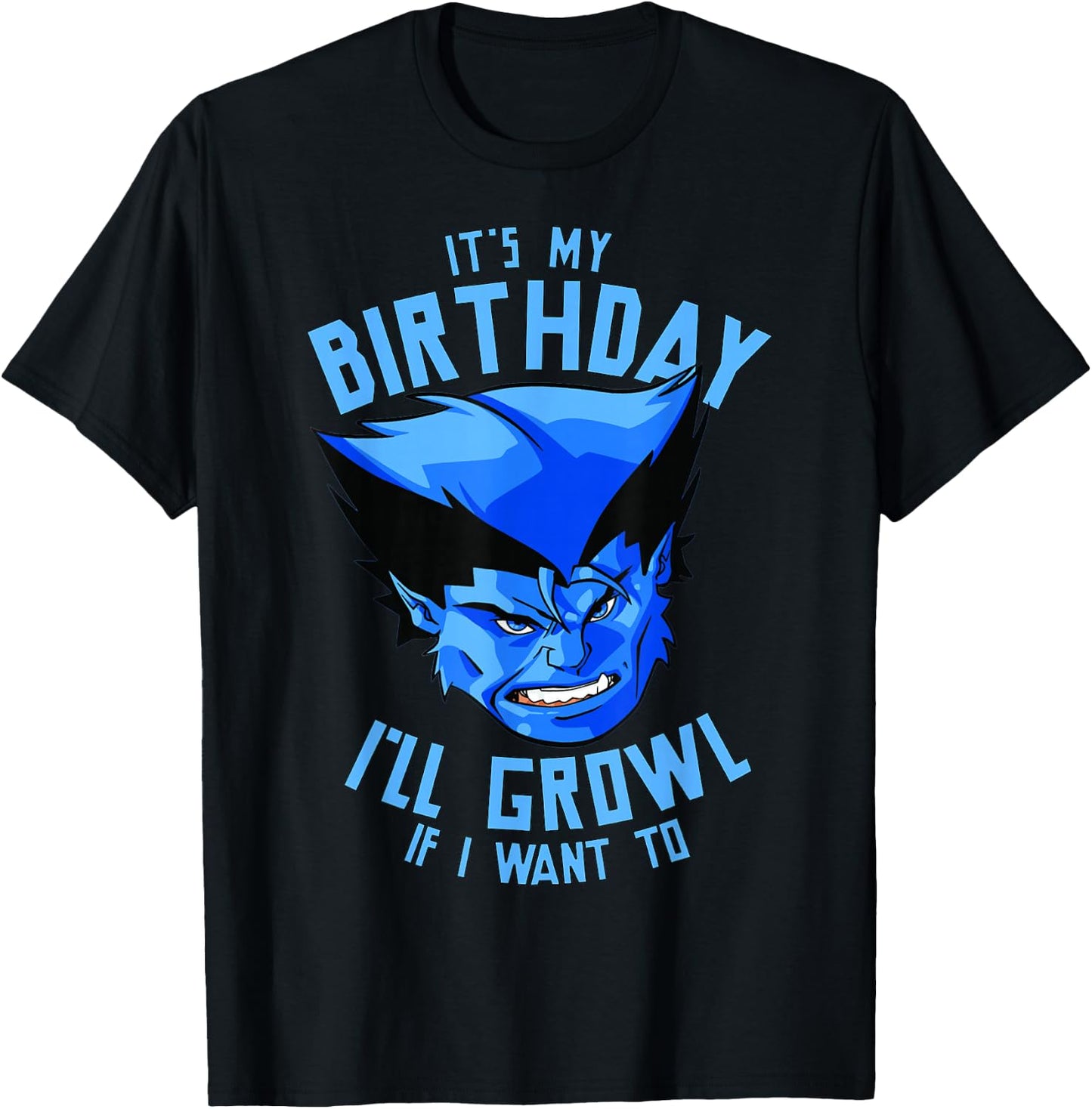 Marvel X-Men Beast It's My Birthday I'll Growl If I Want To T-Shirt - T-Shirt | Black