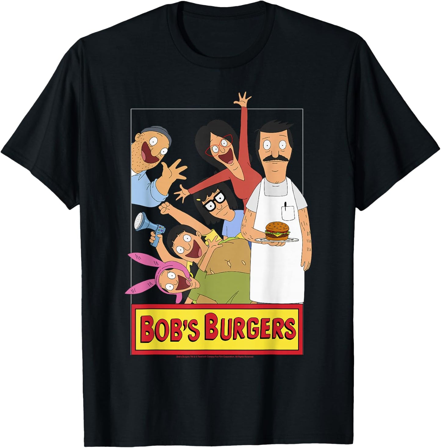 Bob's Burgers Family Shot & Teddy Logo T-Shirt - T-Shirt | Black