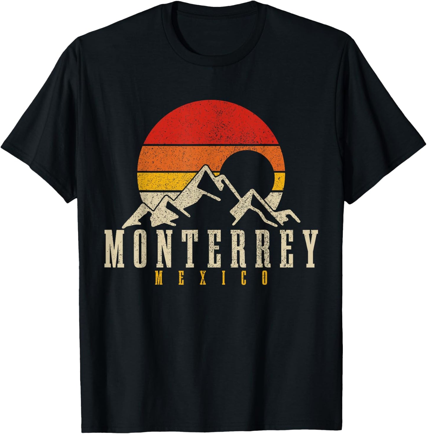 Monterrey Vintage Mountains Mexican Pride Mexico T-Shirt - T-Shirt | Black