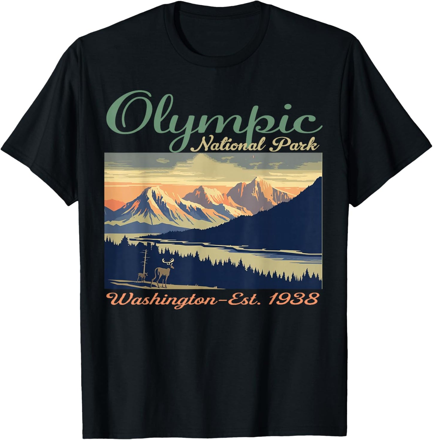 Olympic National Park Washington Hiking Camping T-Shirt - T-Shirt | Black