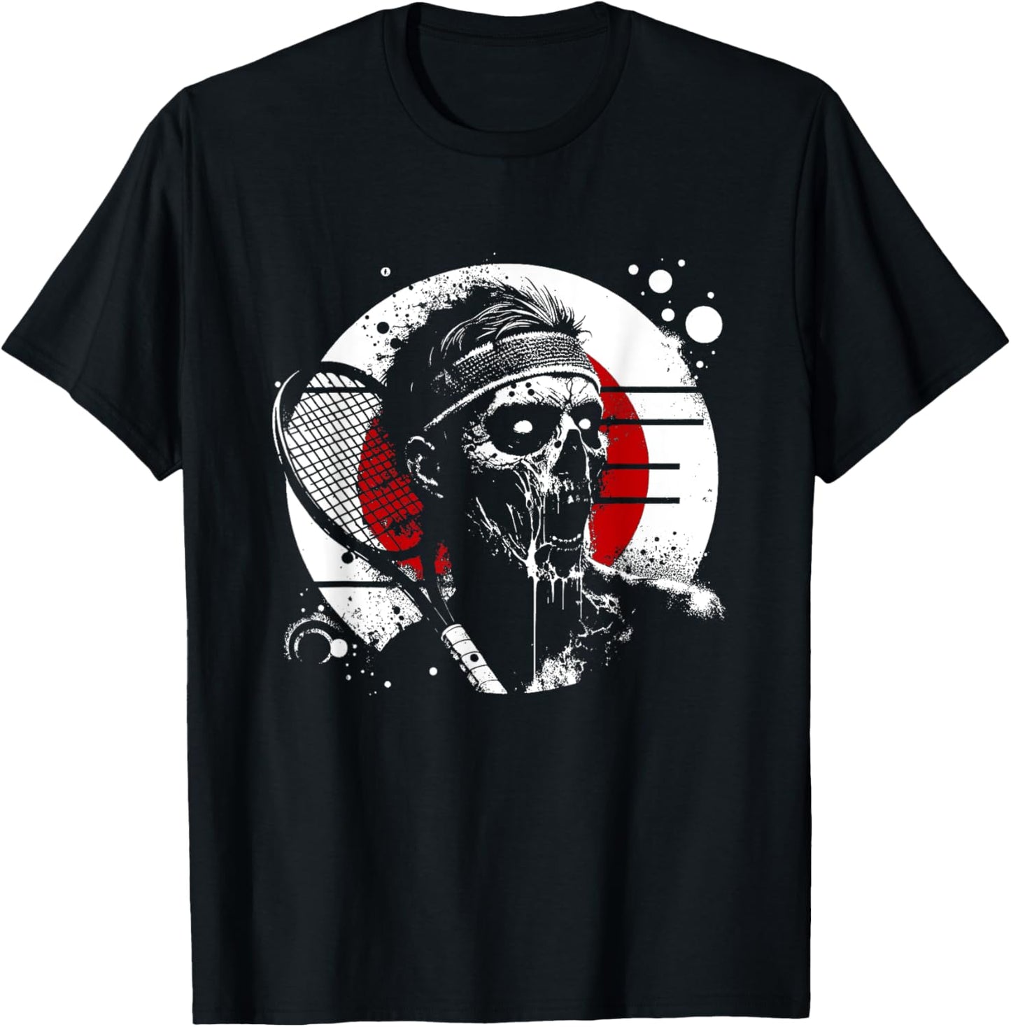 Male Zombie Tennis Player - Creepy Tennis Halloween Lover T-Shirt - T-Shirt | Black