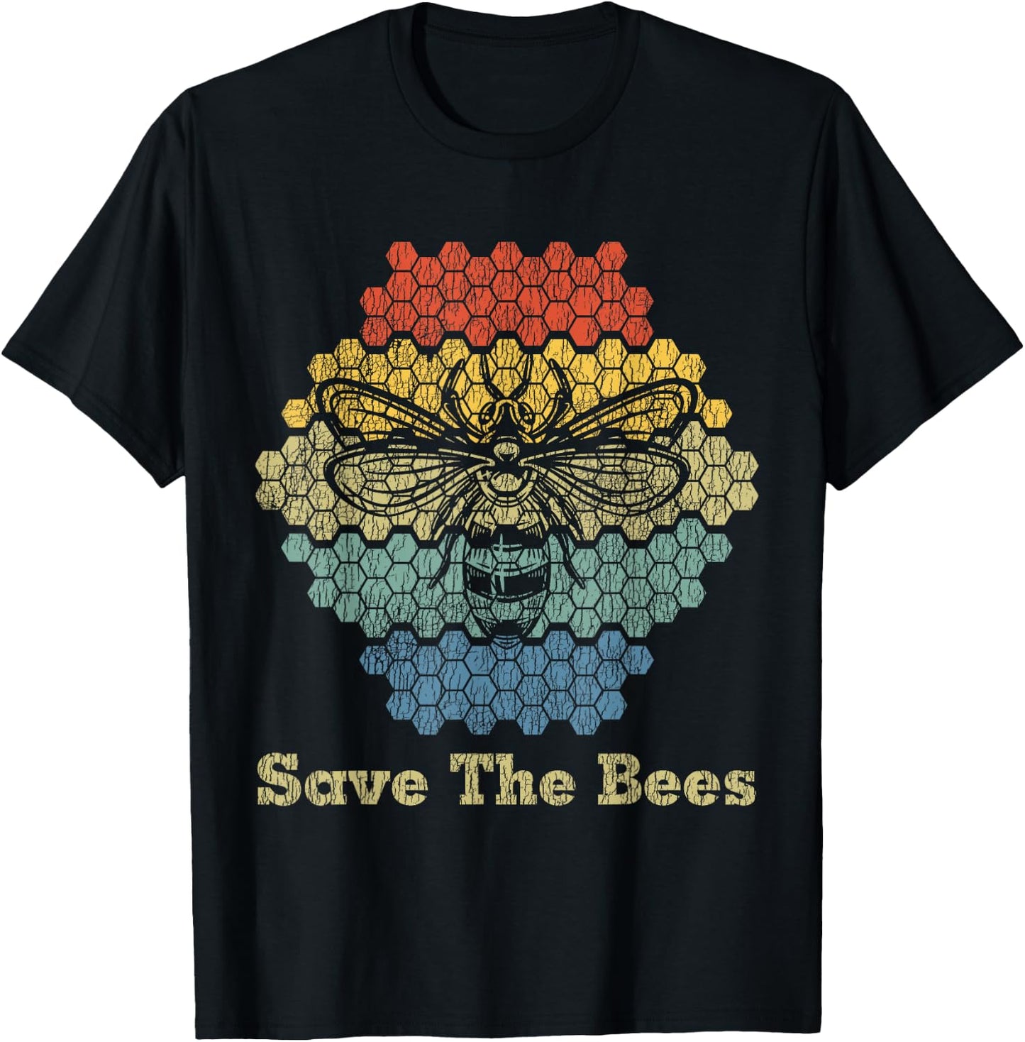 Retro Vintage Bumble Bee Save The Bees Keeper Climate Change T-Shirt - T-Shirt | Black